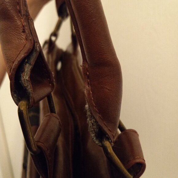 Volcom Brown Leather Shoulder Bag Vintage Look - Picture 9 of 12